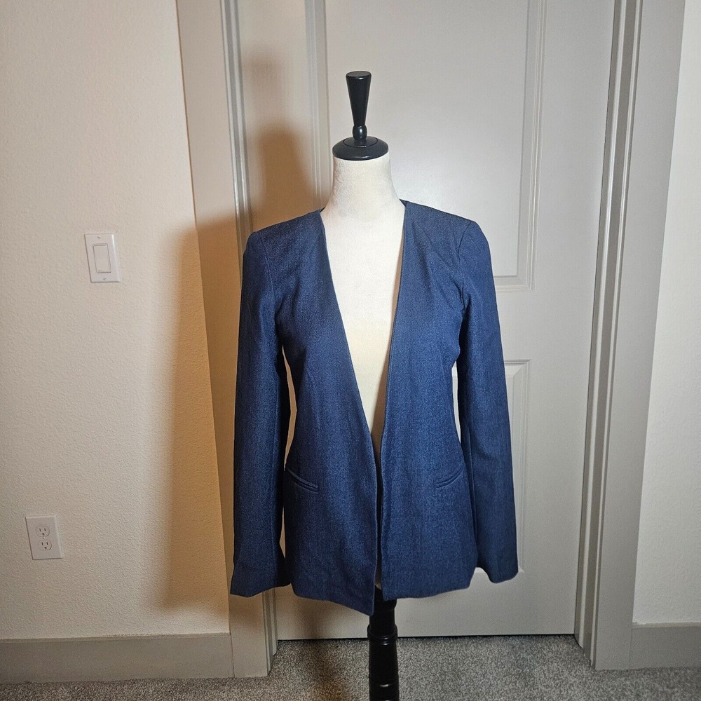 Adrienne Vittadini‎ Open Front Blazer Suit Women XS Navy Blue
